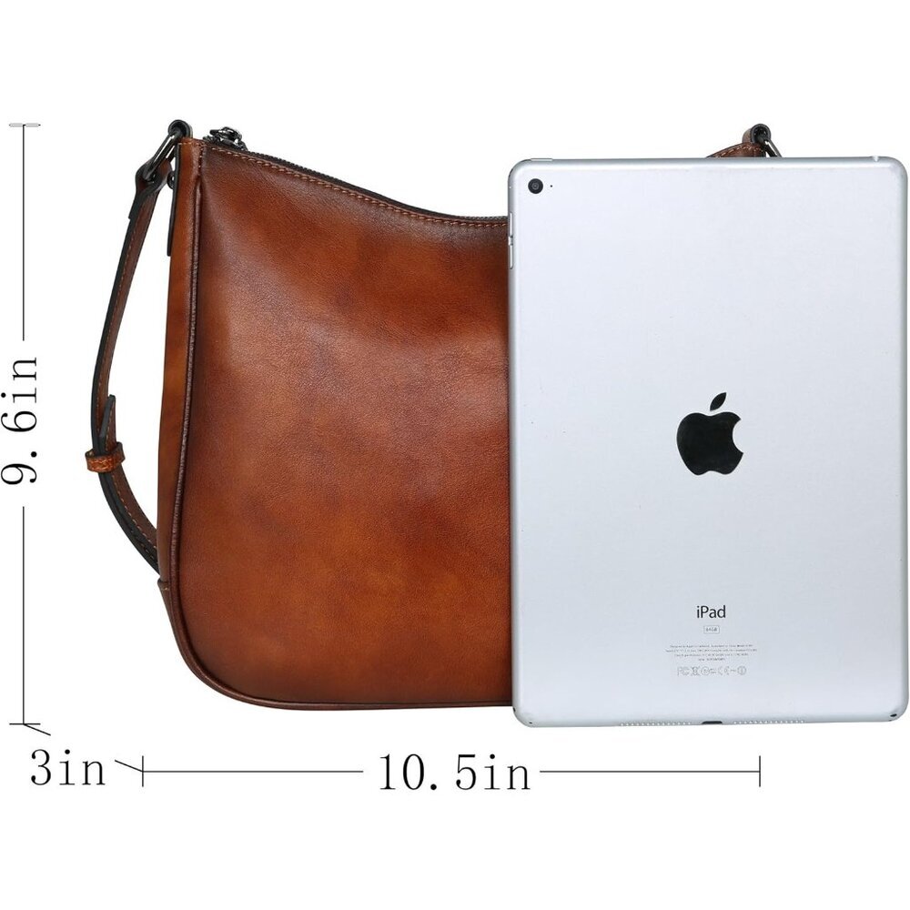 Compact Leather Shoulder Bag with Adjustable Strap - Daily Essentials Carrier - Picture 3 of 7